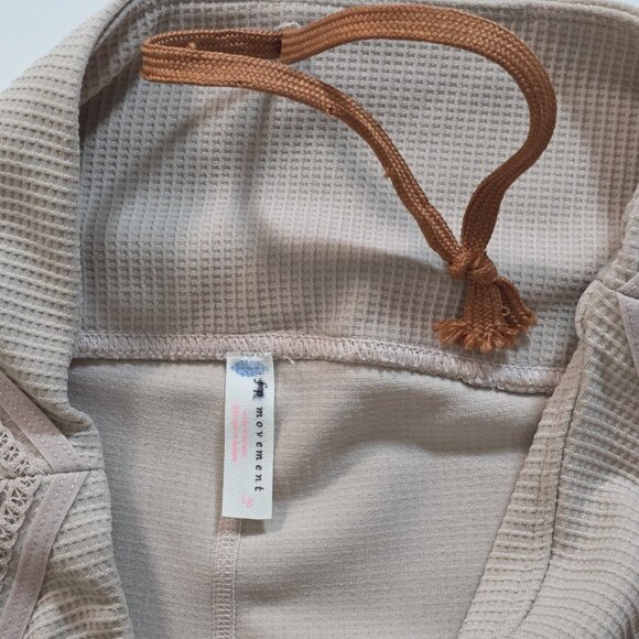 FP Movement by Free People Leggings Womens L Beige Lace Waffle Knit Yoga Pilates - Picture 15 of 16